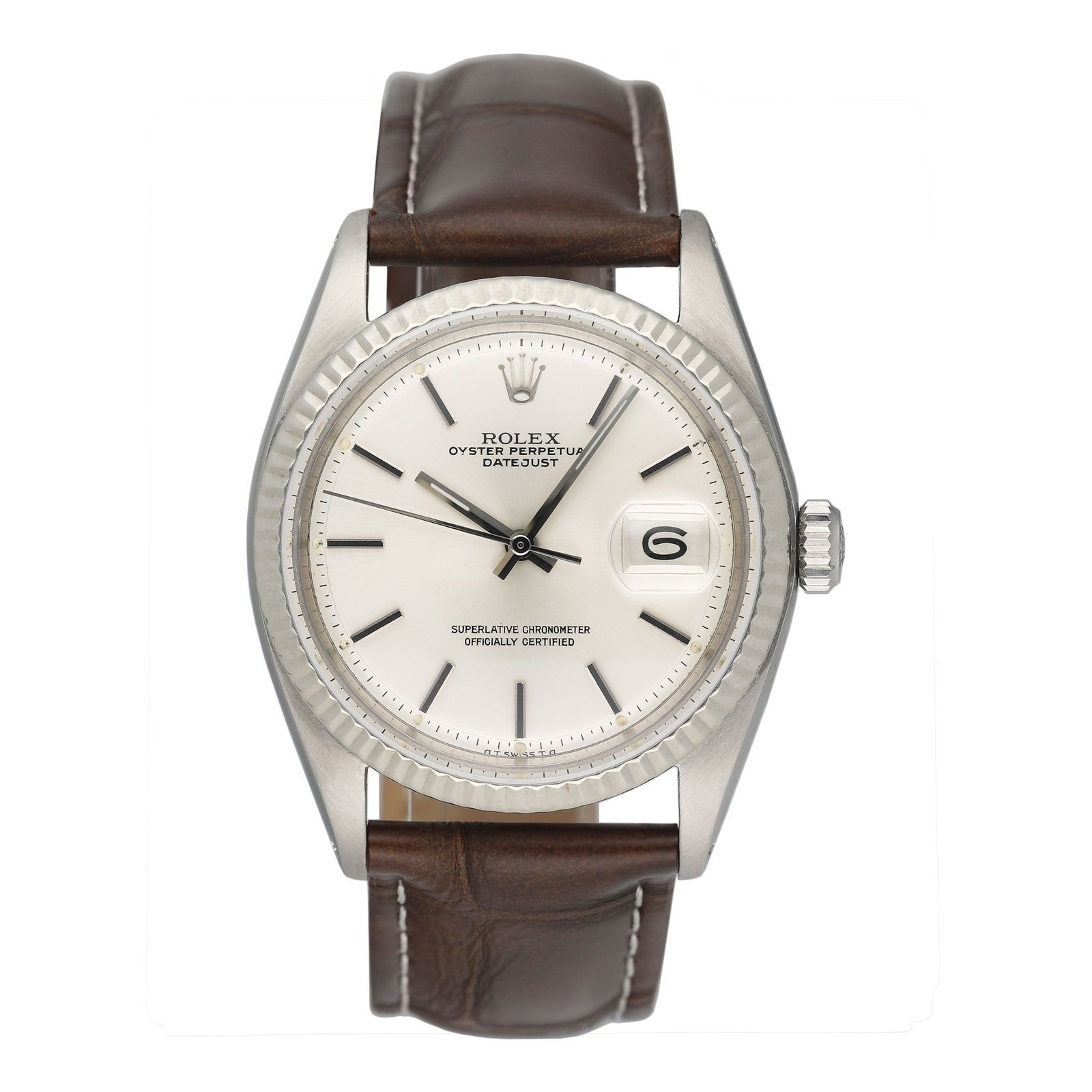 Rolex Datejust 1601 mostrador prata aço inoxidável Relógio Masculino
