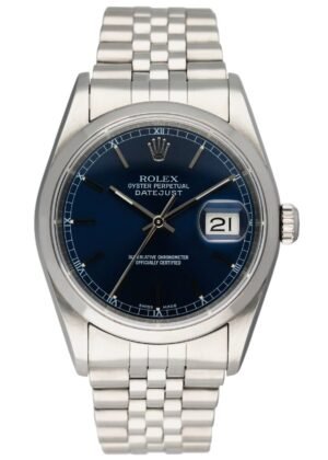 Rolex Datejust 16200 mostrador azul Relógio Masculino Caixa e Documentos