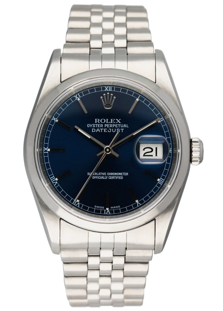 Rolex Datejust 16200 mostrador azul Relógio Masculino Caixa e Documentos