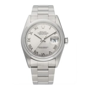Rolex Datejust 16200 Roman mostrador prata Relógio Masculino Caixa e Documentos