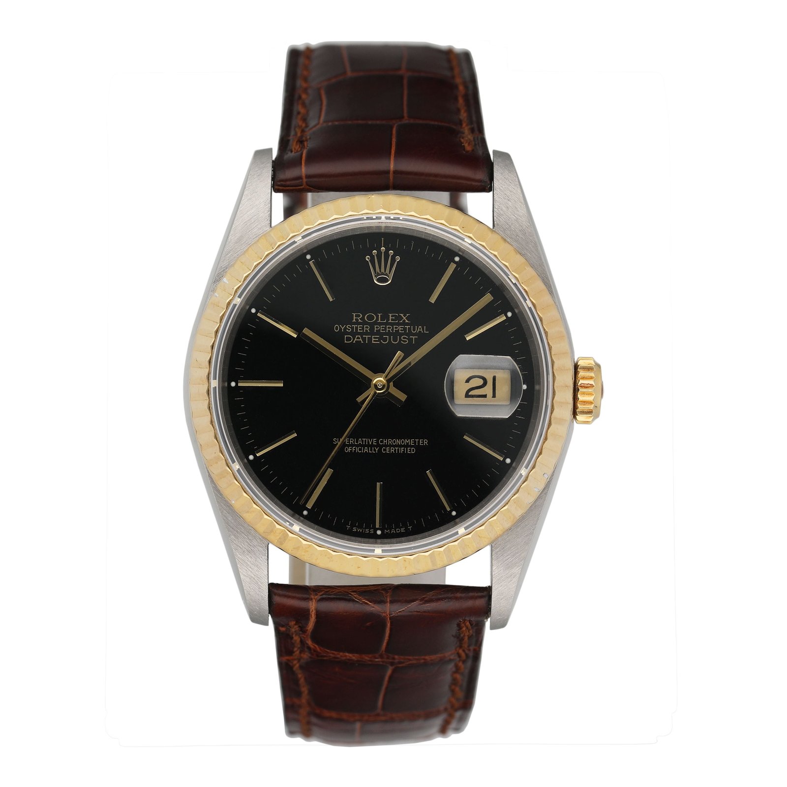 Rolex Datejust 16233 mostrador preto Relógio Masculino