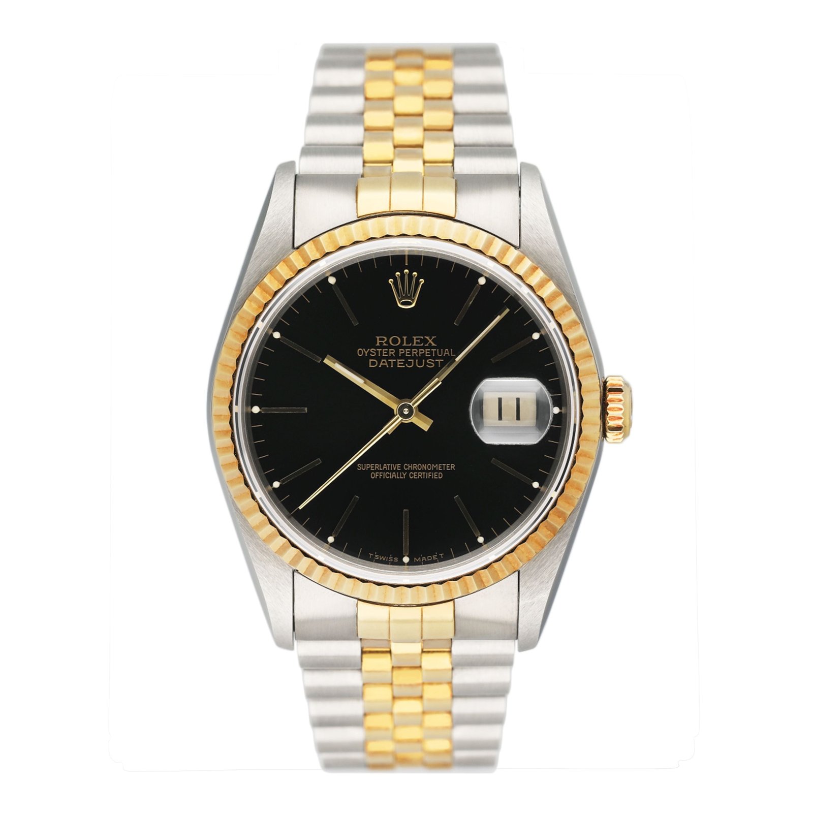 Rolex Datejust 16233 mostrador preto Relógio Masculino
