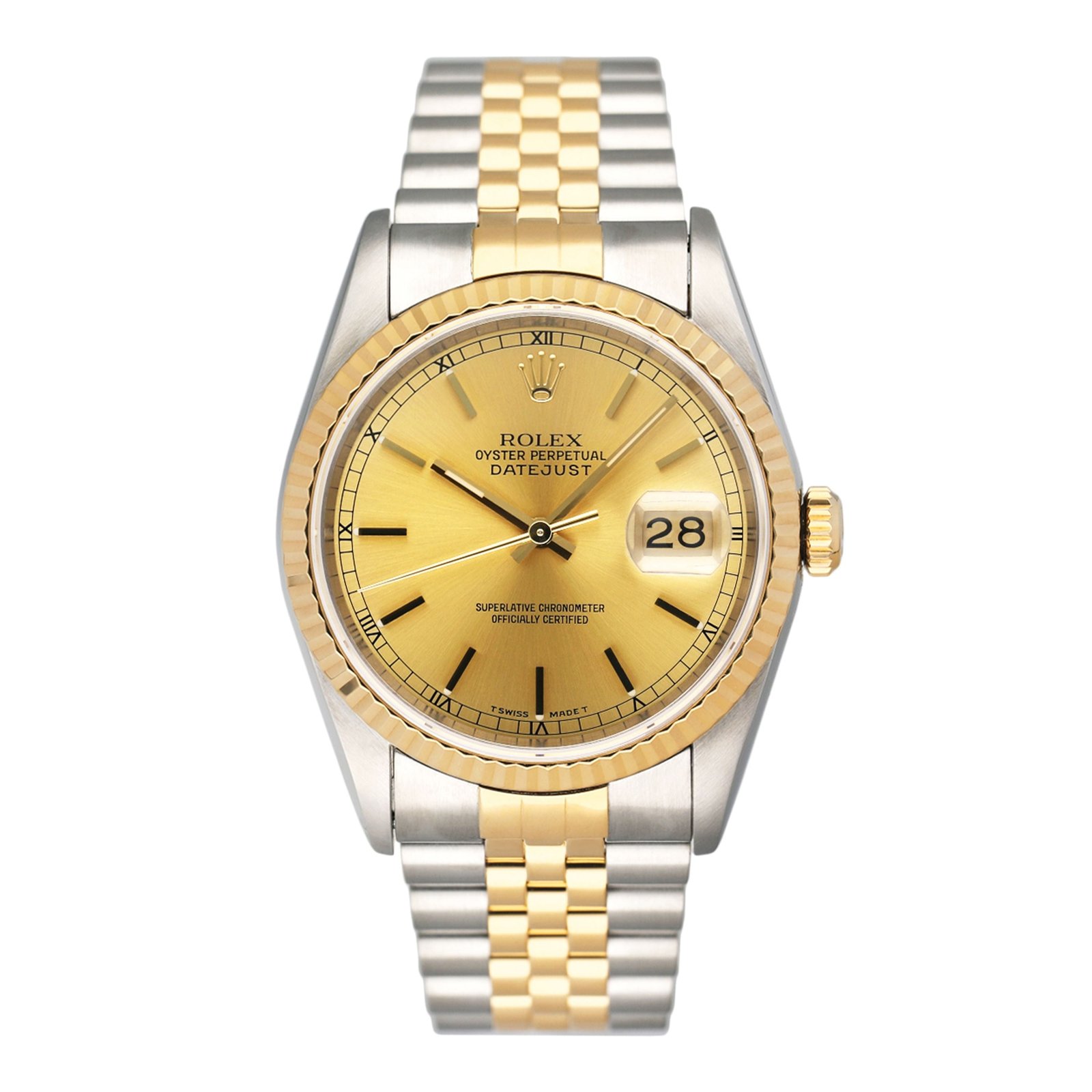 Rolex Datejust 16233 mostrador champagne Relógio Masculino Caixa e Documentos