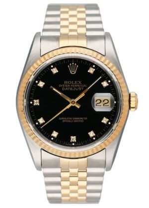 Rolex Datejust 16233 Diamond mostrador preto Two Tone Relógio Masculino