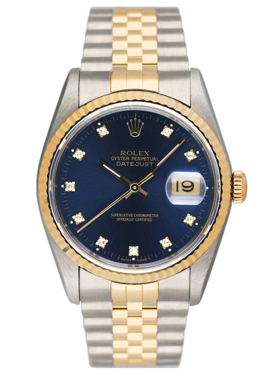 Rolex Datejust 16233 Diamond mostrador azul Relógio Masculino