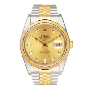 Rolex Datejust 16233 Diamond Dial Relógio Masculino Caixa e Documentos