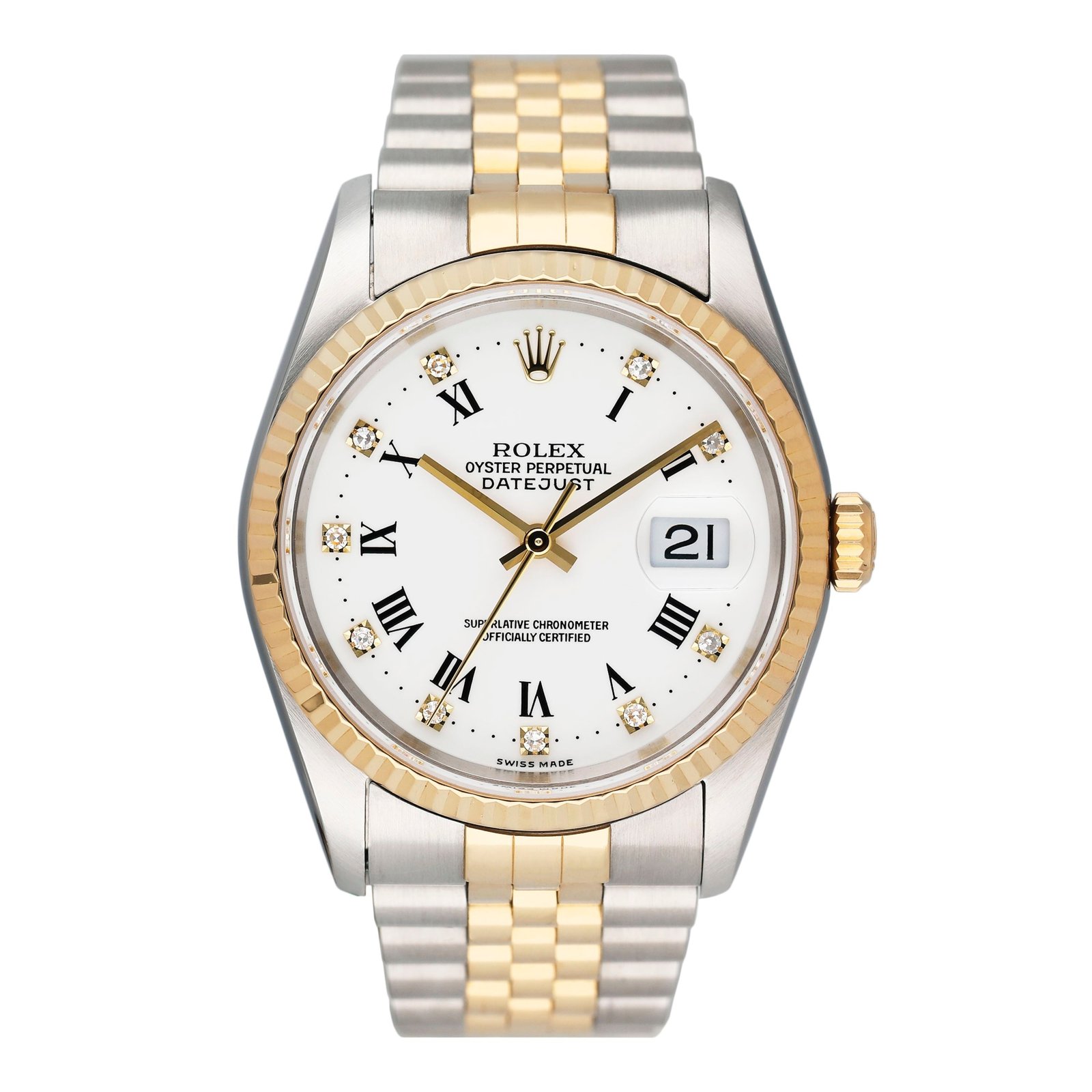 Rolex Datejust 16233 Diamond mostrador branco Men Relógio Caixa e Documentos
