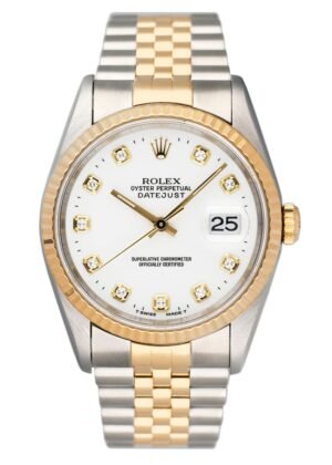 Rolex Datejust 16233 Diamond mostrador branco Two Tone Relógio Masculino