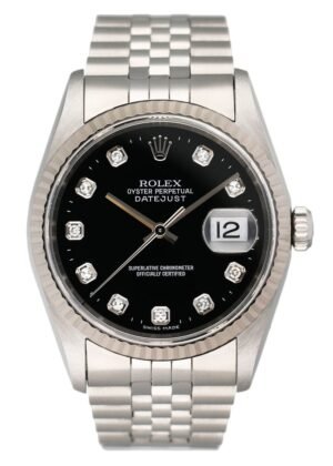 Rolex Datejust 16234 Diamond mostrador preto Relógio Masculino