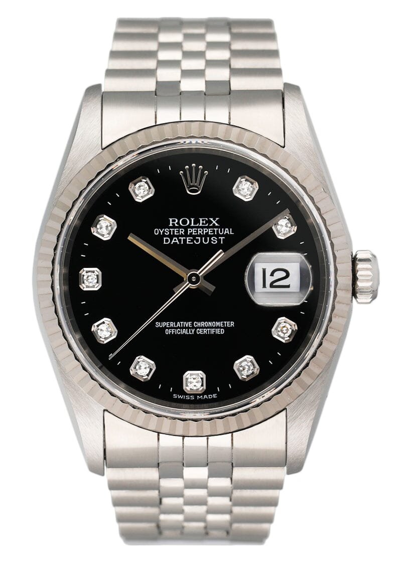 Rolex Datejust 16234 Diamond mostrador preto Relógio Masculino