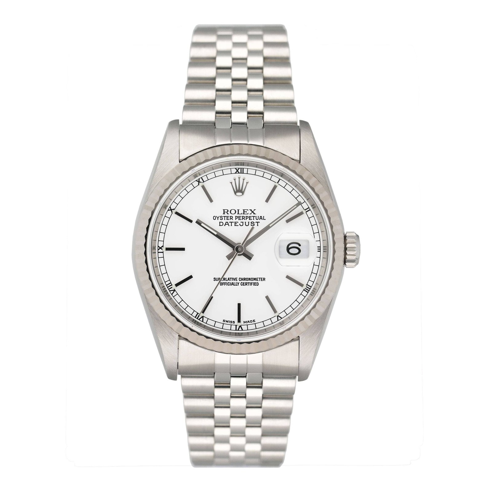 Rolex Datejust 16234 mostrador branco Relógio Masculino