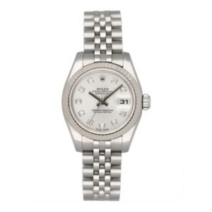 Rolex Datejust 179174 Diamond mostrador prata Relógio Feminino Caixa e Documentos