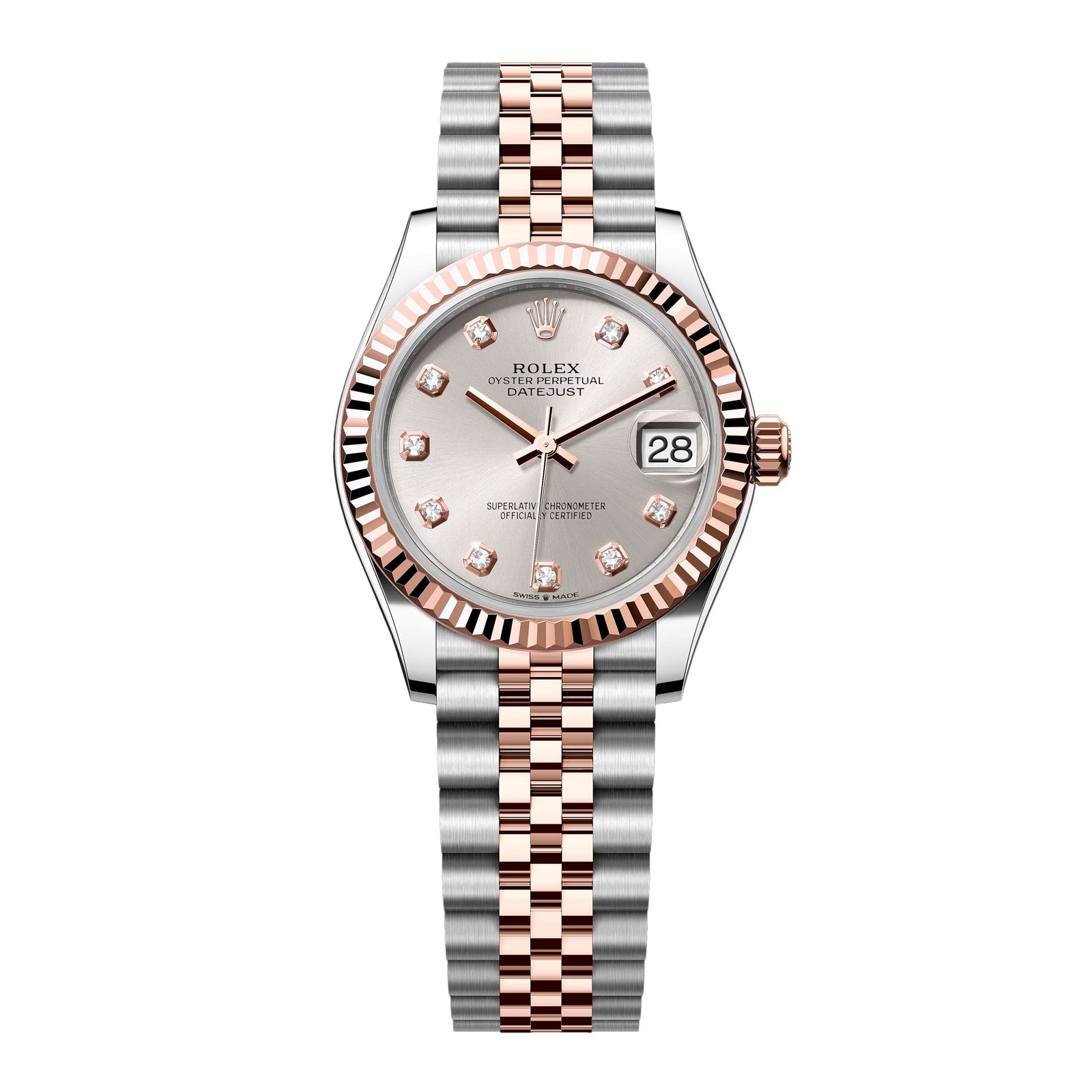 Rolex Datejust 278271 mostrador prata Relógio Feminino Caixa e Documentos