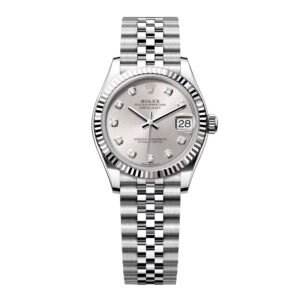 Rolex Datejust 278274 Diamond mostrador prata Relógio Feminino Caixa e Documentos