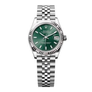 Rolex Datejust 278274 Green Dial Relógio Feminino Caixa e Documentos
