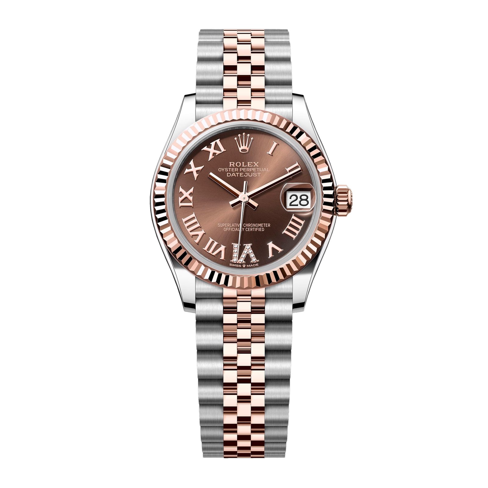 Rolex Datejust 31 278271 Diamond Choclate Dial Relógio Feminino Caixa e Documentos