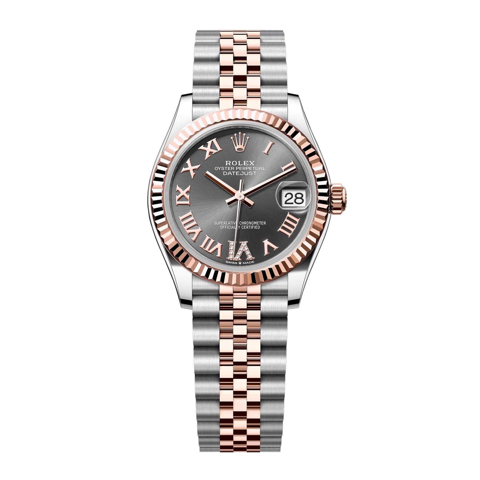 Rolex Datejust 31 278271 Diamond mostrador cinza Relógio Feminino Caixa e Documentos