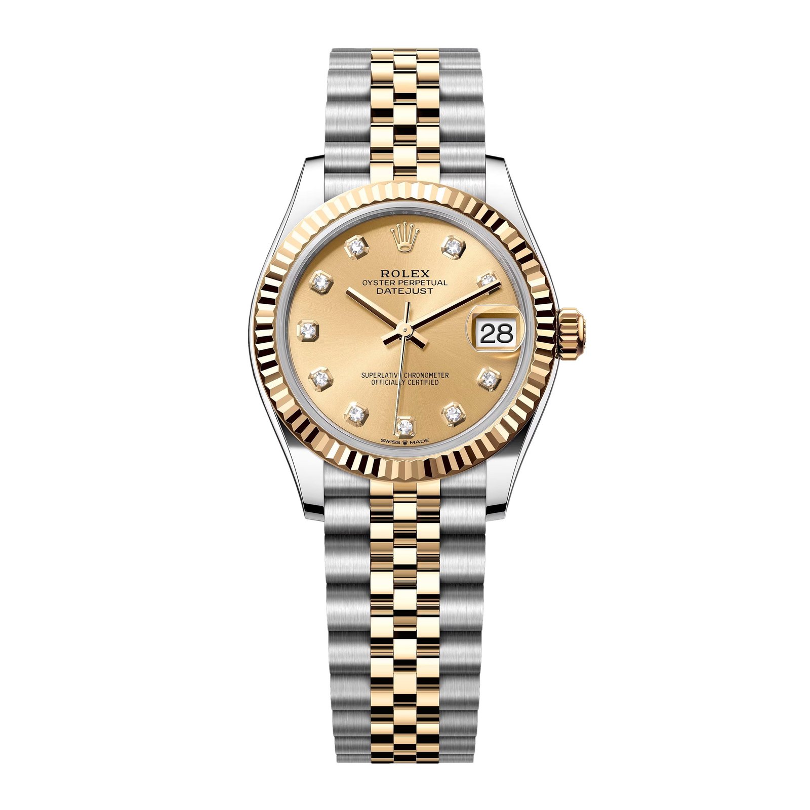 Rolex Datejust 31 278273 Diamond mostrador champagne Relógio Feminino Caixa e Documentos