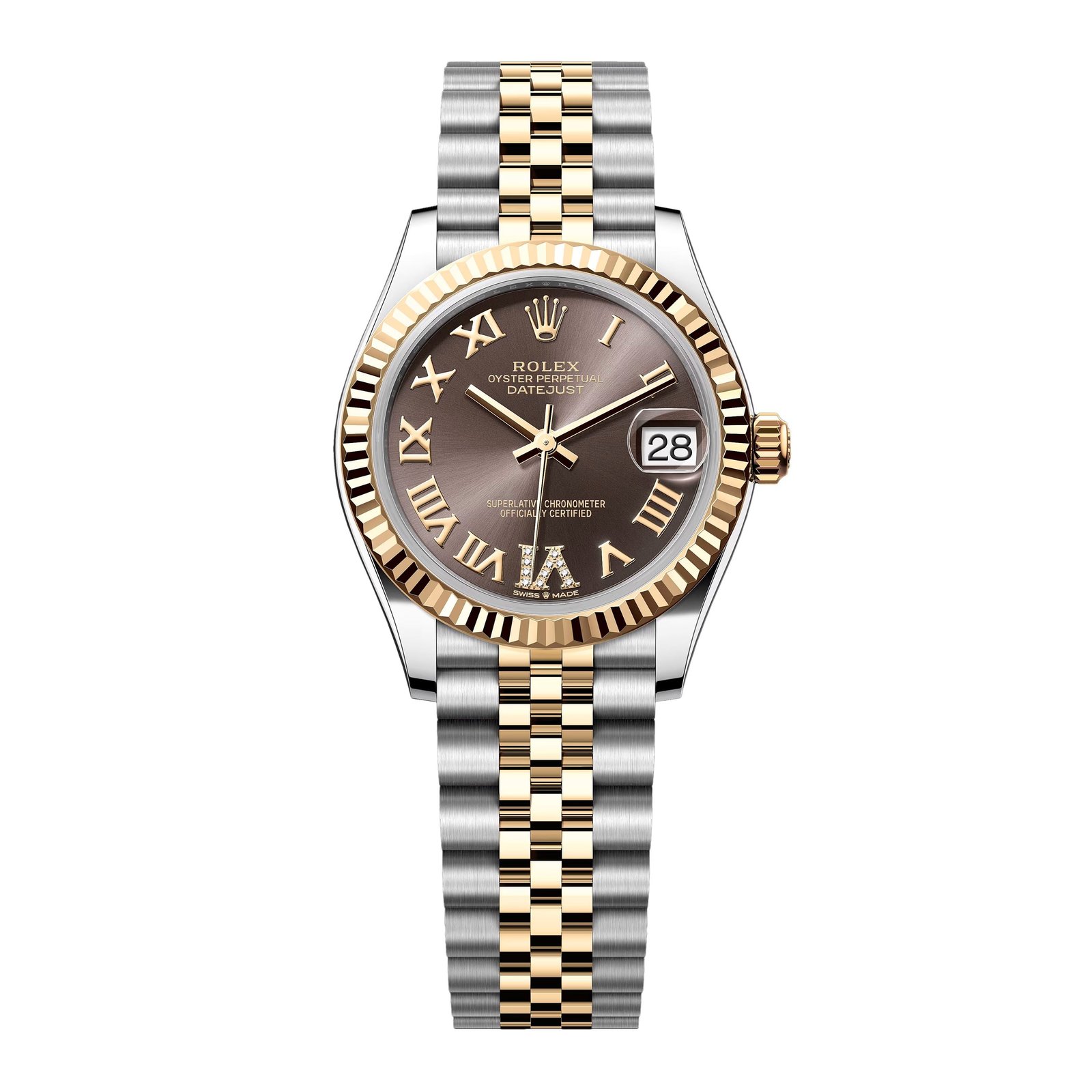 Rolex Datejust 31 278273 Diamond mostrador cinza Relógio Feminino Caixa e Documentos