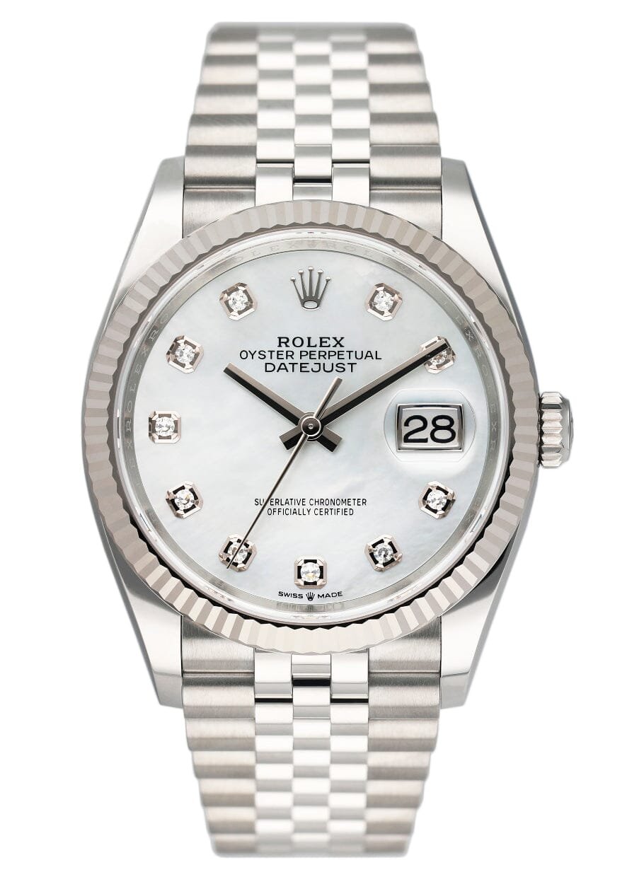 Rolex Datejust 36 126234 Diamond MOP Dial Relógio Masculino Box Paper
