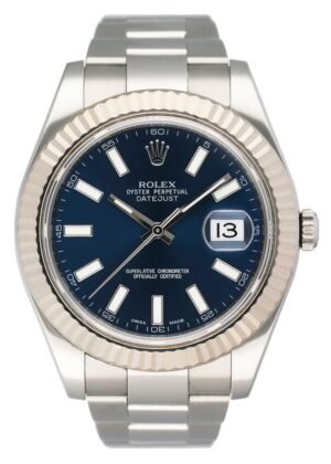 Rolex Datejust II 116334 mostrador azul Relógio Masculino Caixa e Documentos
