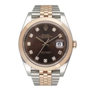 Rolex Datejust 41 126301 Diamond Chocolate Dial Relógio Masculino Caixa e Documentos