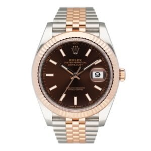 Rolex Datejust 41 126331 Chocolate Dial ouro rosa Relógio Masculino Caixa e Documentos