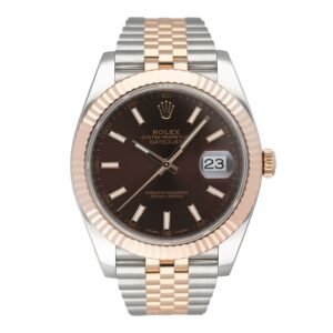 Rolex Datejust 41 126331 Chocolate Dial ouro rosa Relógio Masculino Caixa e Documentos