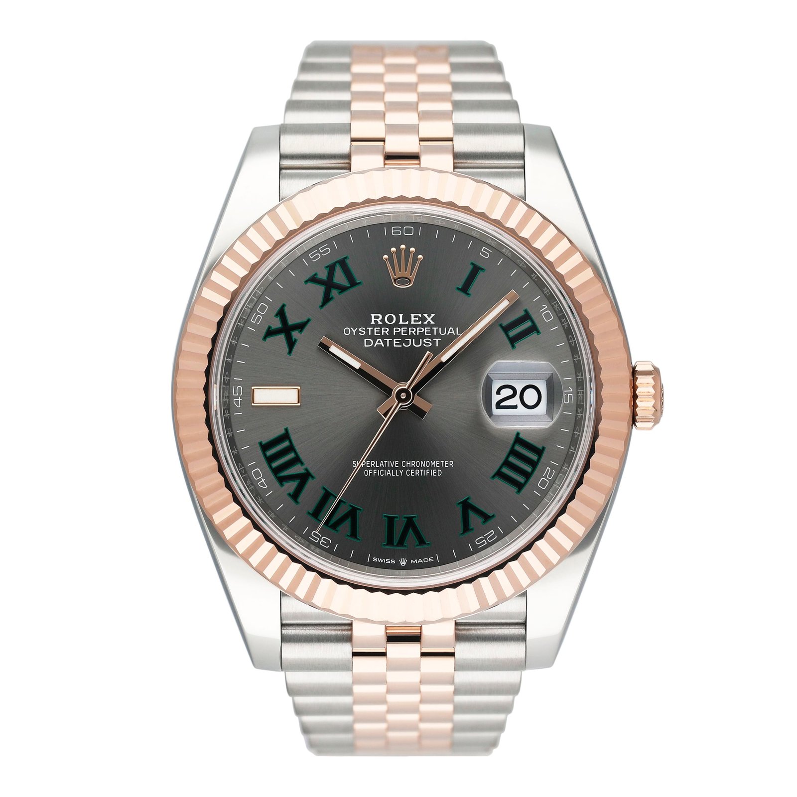 Rolex Datejust 41 126331 Wimbledon Dial Relógio Masculino Caixa e Documentos