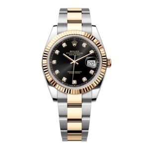 Rolex Datejust 41 126333 Diamond mostrador preto Relógio Masculino Caixa e Documentos