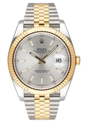 Rolex Datejust 41 126333 mostrador prata Relógio Masculino Caixa e Documentos