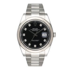 Rolex Datejust 41 126334 Diamond mostrador preto Steel Relógio Masculino Caixa e Documentos