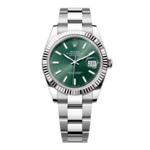 Rolex Datejust 41 126334 Green Dial Steel Relógio Masculino Caixa e Documentos
