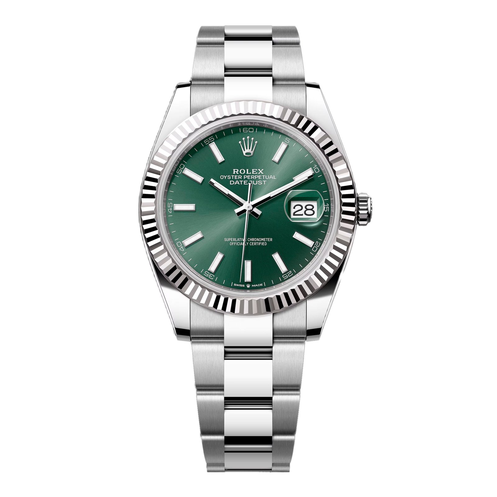 Rolex Datejust 41 126334 Green Dial Steel Relógio Masculino Caixa e Documentos
