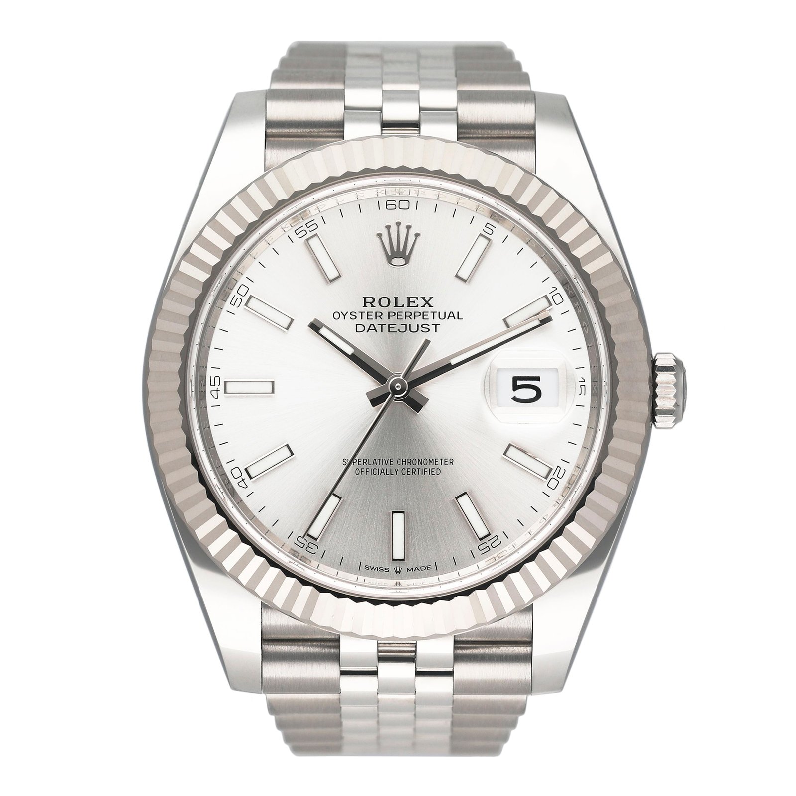 Rolex Datejust 41 126334 mostrador prata Steel Relógio Masculino Caixa e Documentos
