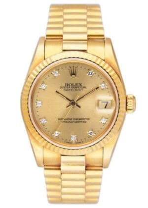 Rolex DateJust 68278 Diamond mostrador champagne Relógio Feminino Caixa e Documentos