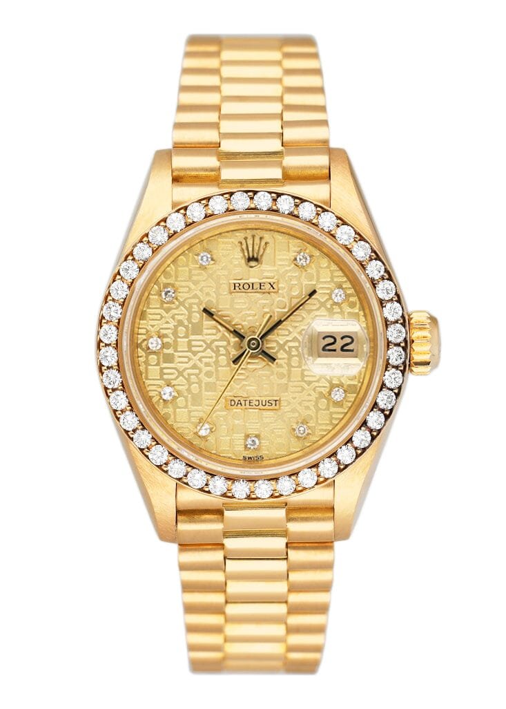 Rolex Datejust 69138 Diamond Anniversary Dial Relógio Feminino Caixa e Documentos