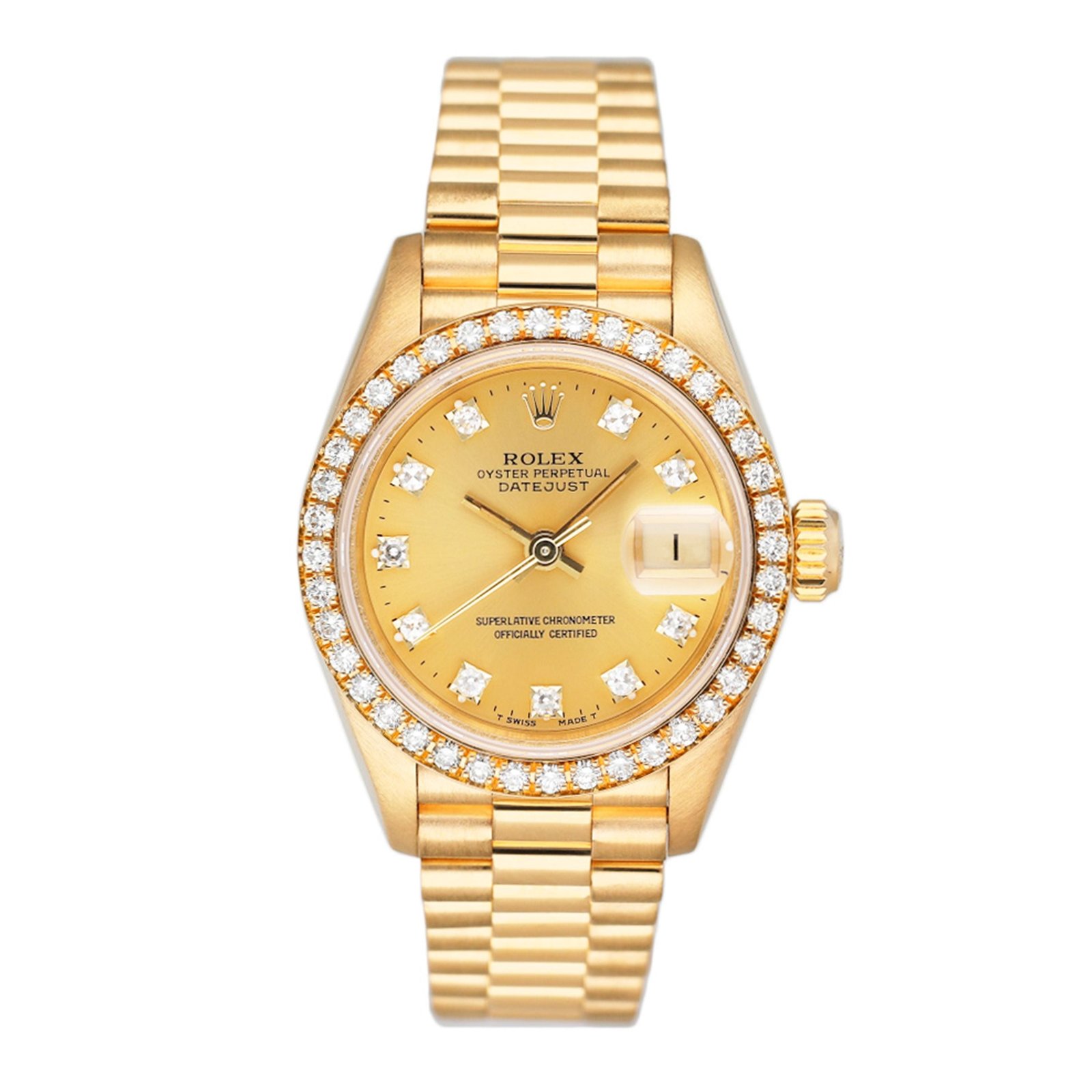 Rolex Datejust 69138 Diamond mostrador champagne Relógio Feminino