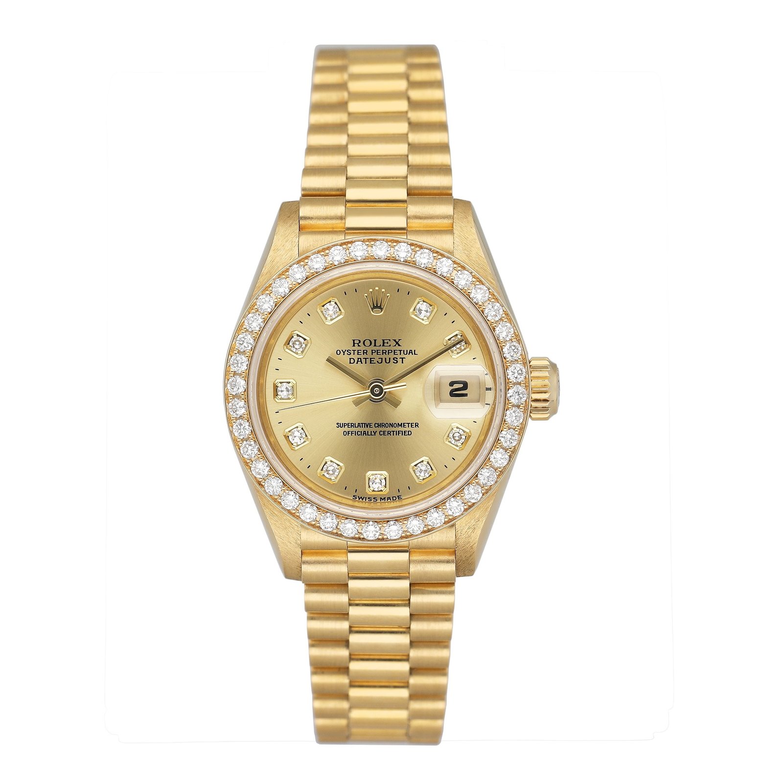 Rolex Datejust 69138 Diamond mostrador champagne Relógio Feminino