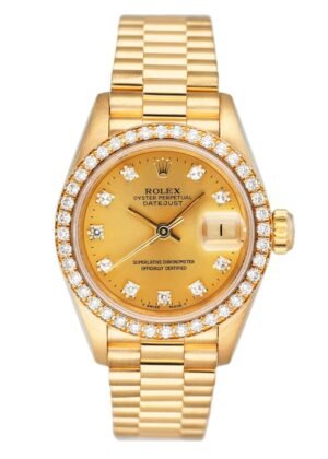 Rolex Datejust 69138 Diamond Dial & Bezel Relógio Feminino Caixa e Documentos