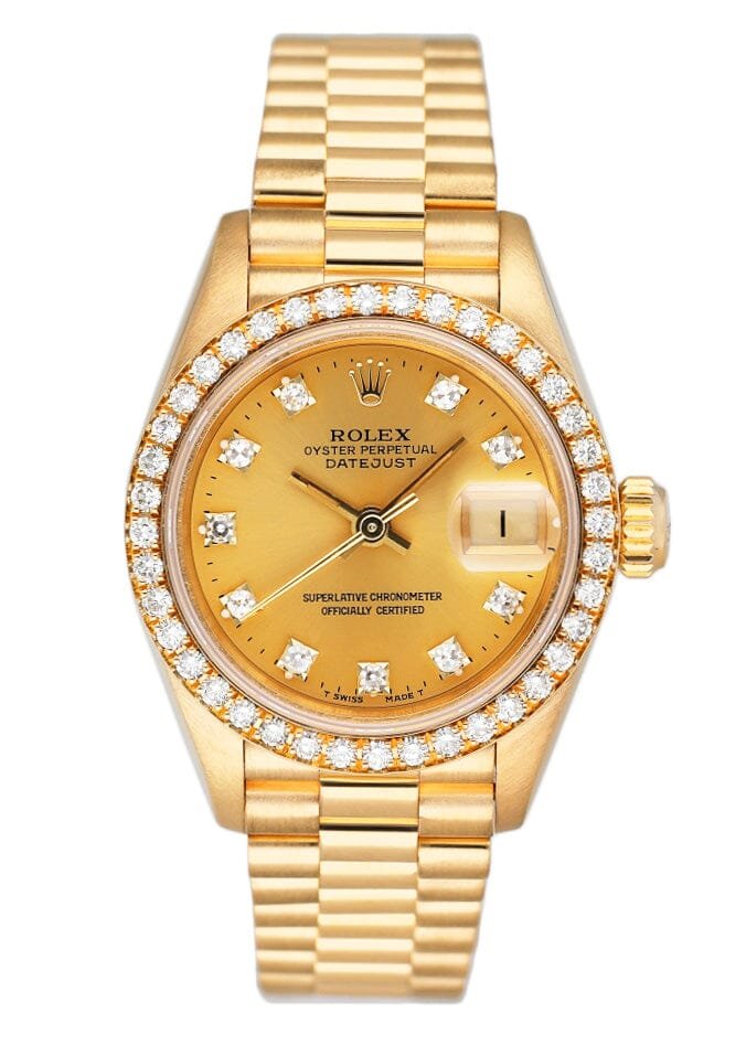 Rolex Datejust 69138 Diamond Dial & Bezel Relógio Feminino Caixa e Documentos