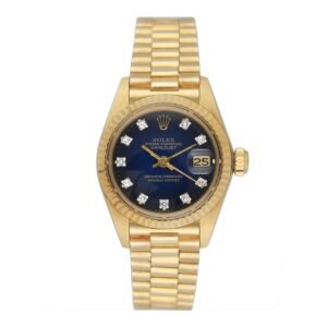 Rolex Datejust 6917 Diamond Blue Vignette Dial 18k ouro amarelo Relógio Feminino