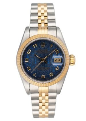 Rolex Datejust 69173 Blue Anniversary Dial Relógio Feminino Caixa e Documentos