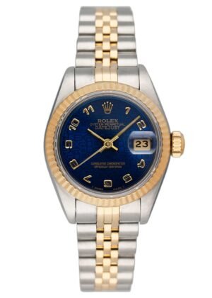 Rolex Datejust 69173 Blue Anniversary Dial Relógio Feminino Caixa e Documentos