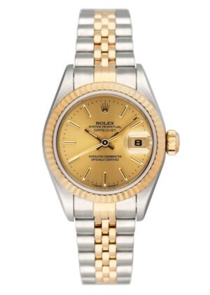 Rolex Datejust 69173 mostrador champagne Relógio Feminino Caixa e Documentos