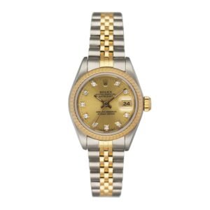 Rolex Datejust 69173 Diamond mostrador champagne Relógio Feminino Caixa e Documentos