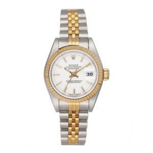 Rolex Datejust 69173 mostrador branco Relógio Feminino Caixa e Documentos