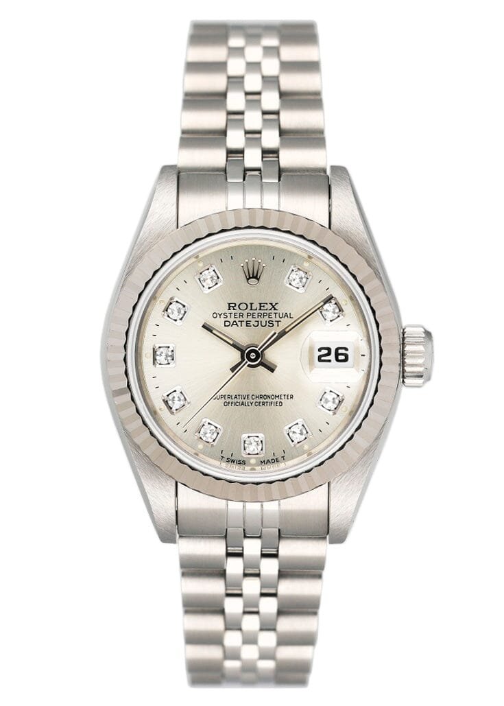 Rolex Datejust 69174 Diamond Sliver Dial Relógio Feminino