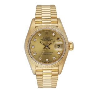 Rolex Datejust 69178 18k ouro amarelo Diamond mostrador champagne Relógio Feminino Caixa e Documentos