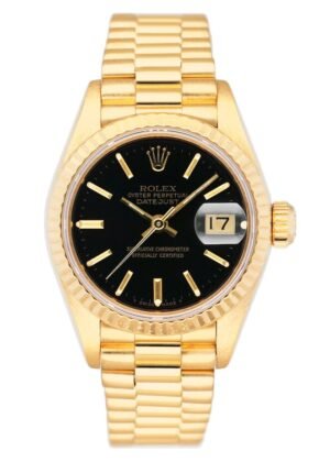 Rolex Datejust 69178 mostrador preto Relógio Feminino Caixa e Documentos